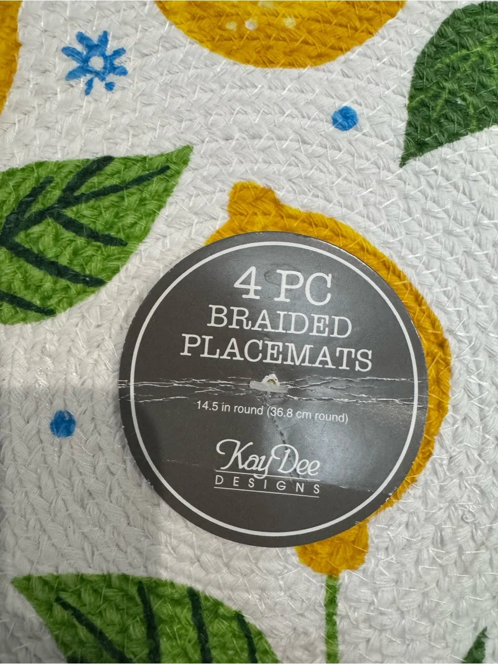 Lemon Print Round woven Placemat